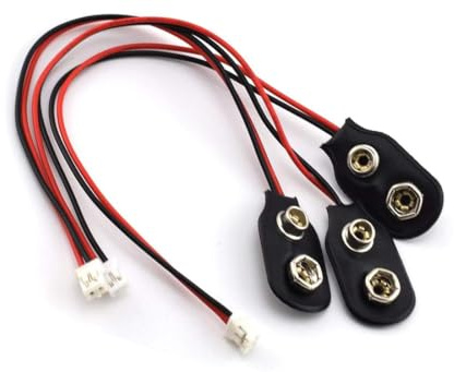 CLEZGO 9V Battery Connector 3 Pack, I-Type PH2.0 9 V Battery Clip-9V Buckle Connector Hard Buckle Plastic Housing and Wires Leads Iength 5.9 inches