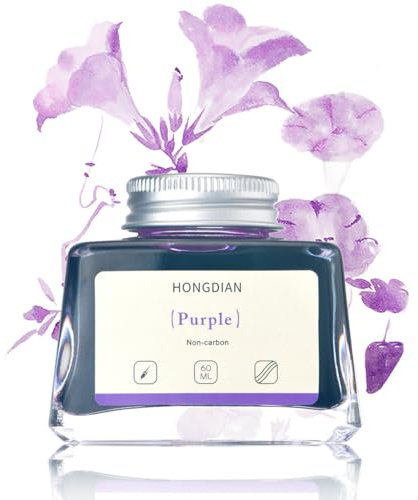 Hongdian - Flacone di inchiostro viola per penna stilografica, flacone da 60 ml, senza carbonio, inchiostro per calligrafia artistica