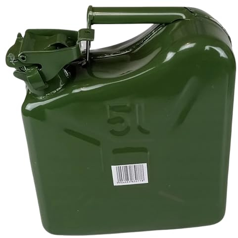 Benzinkanister Metall 5l, Kraftstoffkanister, Reservekanister Benzin & Diesel, Ölkanister, Dieselkanister, Tragegriff, dichten Verschluss