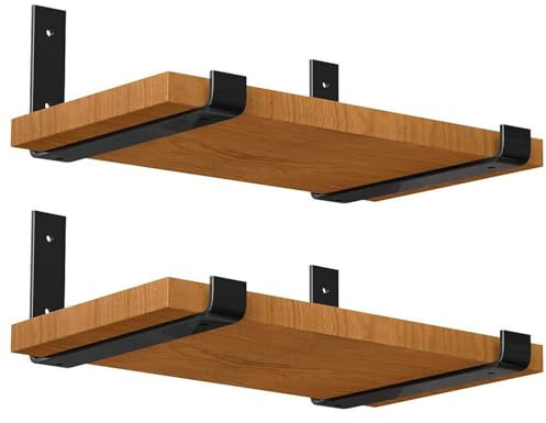 ToKinCen Schwarze Regalhalterung, 4 Stück, 15,2 cm, robuste Regalhalterungen, industrielle Regalhalterung, L-Form, rechtwinklige Eckhalterung für Wandregal, mit passenden Schrauben und Dübeln