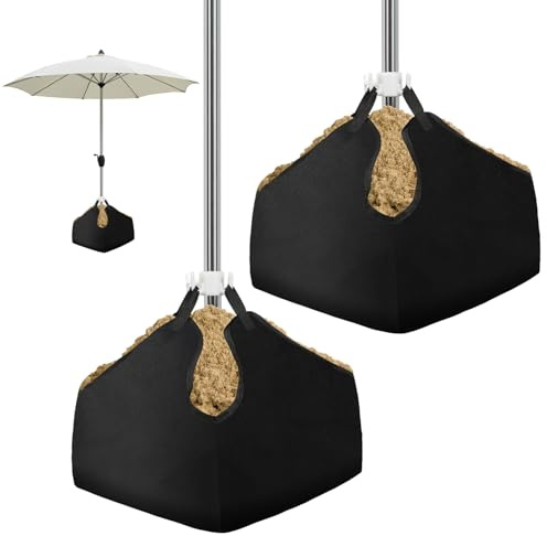 Gewicht des Strandschirms - 600D Oxford-Gewebe, Sonnenschirm, befüllbare Gewichte, Sandsäcke, robuster Strandschirmständer, Sandanker für Außenbereich, Terrasse, Garten (schwarz 2)
