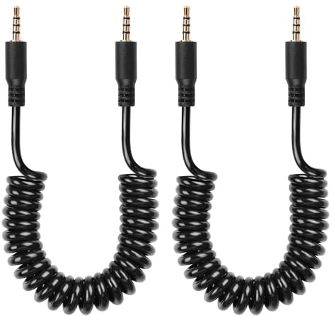 CERRXIAN 2.5mm Audio Cable, 2.5mm TRRS 4-Pole Male to Male Stereo Audio Aux Coiled Cord for Camcorder, Camera,Camera Remote,Headphone,IR Blaster & IR Emitter - 3ft (M to M)