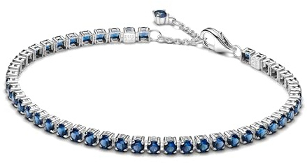 PANDORA Damen Tennis-Armband Silber Funkelndes Blau 591469C02