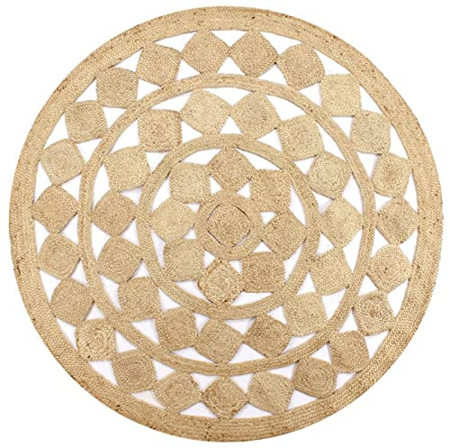 Xichuzi Alfombra Tejida a Mano de Yute Trenzado 90 cm, Alfombras De Habitacion, Alfombra Dormitorio, Alfombra Habitacion, Adornos para Salon Modernos - SPU:133710