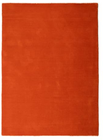 carpetfine handgefertigter Wollteppich Gabbeh Lola Orange 80x150 cm Weich, Hochwertig, Zeitlos | Reine Schurwolle für Gemütlichkeit & Eleganz im Wohn- und Schlafzimmer