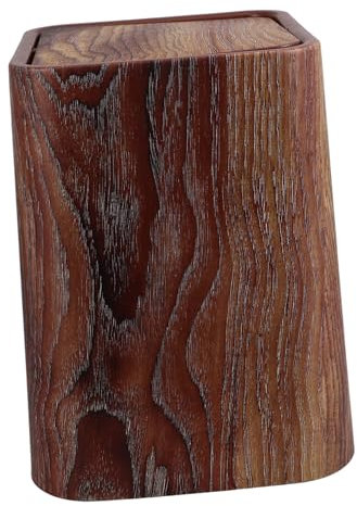 Alipis Corbeille À Papier Vintage En Bois Avec Couvercle Hermétique Et Grain De Bois
