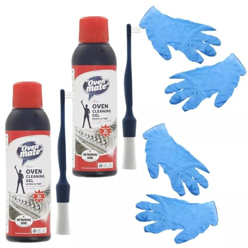 Masterpart Oven Mate Leistungsstarkes Ofengrill- und Grillreiniger-Gel-Set, 500 ml, mit Bürste und Handschuhen, 2 Stück