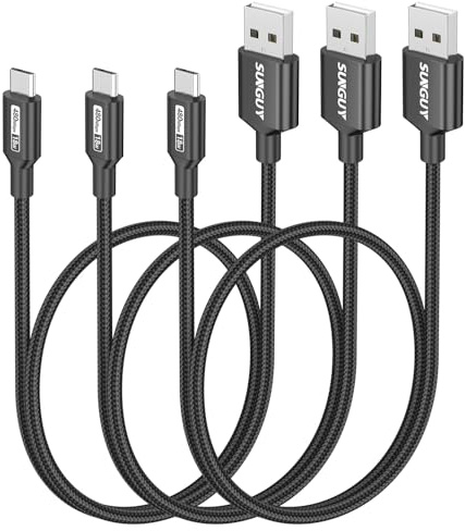 SUNGUY Lot de 3 câbles micro USB 2.0 tressés courts de 0,5 m pour chargeur Android et charge rapide et synchronisation des données, compatible avec Samsung Galaxy S6 S7 Edge Note 5, Tab 4, PS4, Kindle