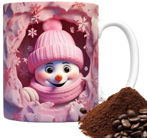 3D-Weihnachtstassen,3D-Weihnachtskaffeetassen,Kaffeetassen für Männer | Einzigartige Kaffeetassen, Weihnachtstrinkbecher, 3D-Schneemann-Design für Bar, Restaurant, Bier, Tee