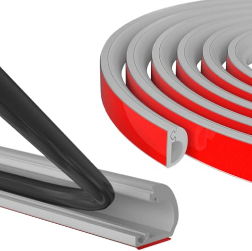 IVEOPPE Flexibel Kabelkanal Selbstklebend, 2m x 14mm x 10mm, Grau | Kabelschutz Boden, Seitliche Öffnung, PVC Flexibler Kabelkanal, Für 1 Kabel, Für zu Hause, Büro, Schule, Lager