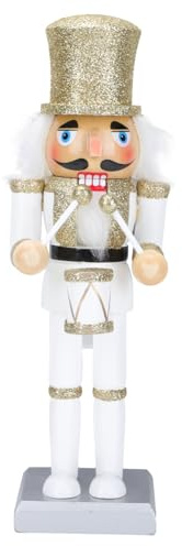 Zerodeko Décoration Casse-Noisette en Bois Blanc Platiné, Poupée Soldat Artisanale en Coton, Décoration De Bureau Festive, Accessoire Décoratif De Noël