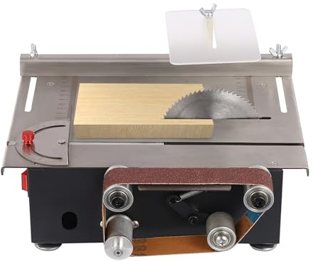 200W Mini Tischkreissäge, 7-Gang-Netzteil Einstellbarer Präzisions Table Saw mit 4 Klingen 10000r/min Höhenverstellbarer und Sicherheitsklappe für Holzbearbeitung