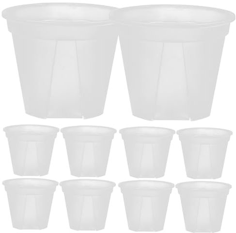 HEMOTON 10piezas Macetas Transparentes de Plástico para Control de Raíces con Orificios de Drenaje para Flores y Cactus Pack de Unidades