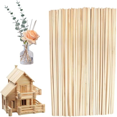 250 Stück Holzstäbe Eckig, 300 mm x 4 mm Hartholzstäbchen Quadratisch, Bastelholz Stäbe Eckig Bastelhölzer für Heimwerker DIY Handwerk