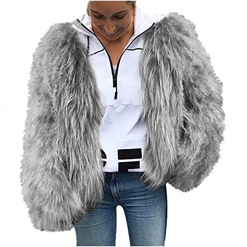 Generisch Felljacke Damen Kunstfell Jacke Winterjacke Pelzmantel Elegant Kunstpelz Mantel Wintermantel Warme Plüsch Pelzjacke Fleecemantel Faux Fur Coat Plüschjacke Winter Fellmantel Outdoor