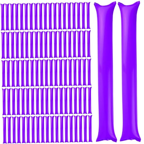 Meyrwoy Thunder Sticks 100 Pcs Boom Stick Inflatable Spirit Sticks Cheerleading Plastic Boom Stick Noise Makers for Sporting Events Dance Basketball Football Purple