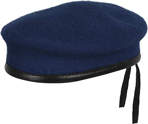 normani Bundeswehr Commando Barett aus Wollfilz mit Lederband Blau 56