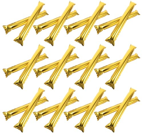VICASKY 32 Pcs Inflatable Golden Aluminum Film Cheering Sticks, Noise Makers for Sports Events, Basketball, Football, Game Day Fan Accessories