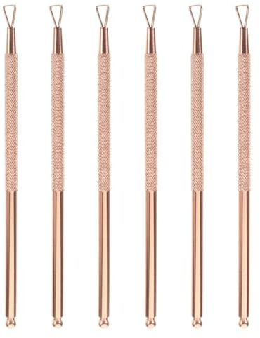 Zerodeko 6 Piezas de Removedor de Esmalte de Uñas en Gel Empujador y Raspador de Acero Inoxidable, Herramienta para Cutículas y Limpieza, Color Rosa Dorado, Uso Profesional para Manicura