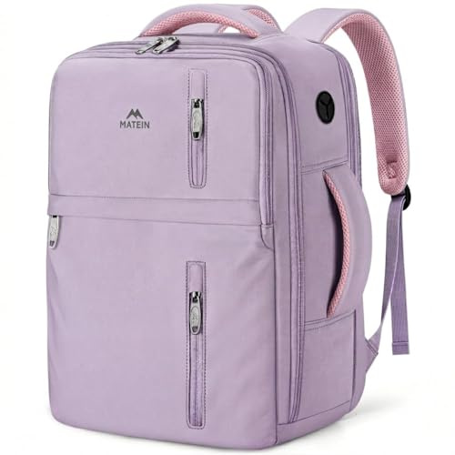 MATEIN Rucksack Handgepäck Flugzeug, Handgepäck Rucksack mit Nassfach | Ryanair Handgepäck 40x30x20, 24L Reiserucksack Damen Ryanair Rucksack Herren mit Laptopfach Travel Backpack, Hellviolett
