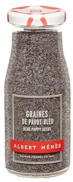 ALBERT MENES Graines de Pavot Bleu - Épice en Pot Verre de 90 g - Maison Fondée en 1921 - Idéale pour Pâtisseries et Gâteaux - Lot de 3