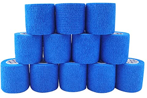 COMOmed Tissus non tissés pansement bandage pansements adhésifs Bandage animal,Bandage auto-adhésif élastique 5 cm X4.5m Bleu 12 rouleaux