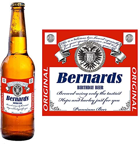 4 Pack of Personalised Beer Bottle Labels (Type 2) - Any Name & Message