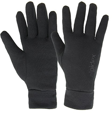 ALPIDEX Unterziehhandschuhe Innenhandschuhe Leichte Laufhandschuhe Dünne Warme Liner Winter Sport Handschuhe Innen Aufgeraut, Größe:M, Farbe:Black