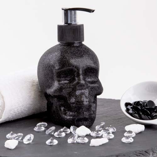 accentra dispensador de jabón Calavera con líquido jabón – Cráneo/Calavera – Negro Chrome de Look dosificadoras, plástico, Brillante (Glitter)