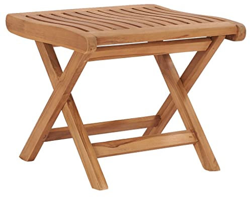 vidaXL Teak Massiv Fußhocker Klappbar Gartenhocker Beistelltisch Klapphocker Sitzhocker Hocker Holzhocker Gartenmöbel 46,5x49x41,5cm