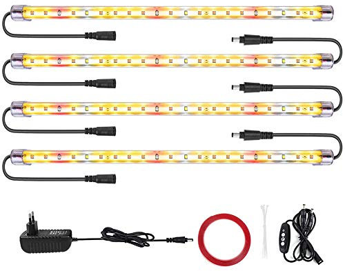 CXhome Led Pflanzenlampe Full Spectrum 3500＆Rote LED-Streifen mit Timer 3/6/12 Stunden Doppelkanal 4 Helligkeitsstufe führte pflanzenlicht für Zimmerpflanzen Gartenarbeit (84 LEDs)