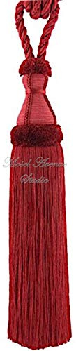 Mosel Avenue Art & Gobelin Studio (DE) Luxus XL Gardinenhalter mit Kordel 66 cm Quaste 27 cm Farbe Rot Raffhalter Quaste Gardinenhalter