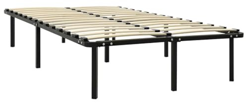 vidaXL Bettgestell Metallbett Bett Schlafzimmerbett Doppelbett Schlafzimmermöbel Ehebett Bettrahmen Lattenrost Schwarz Metall 160x200cm