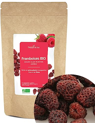 Framboises BIO (séchées) - La Compagnie des Sens - 200g - Antioxydants & Fibres - Infusées au Jus de Pomme