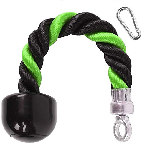 XYZDOUBLE Trizepsseil für Trizeps, Krafttraining, Nylon, rutschfeste Griffe, für Rücken, Bizeps, Trizeps, Fitnessstudio oder Zuhause, Grün