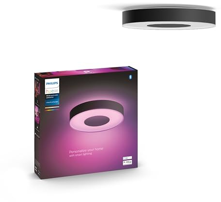 Philips Hue White & Color Ambiance Infuse Deckenleuchte M schwarz 2100lm, dimmbar, 16 Mio. Farben, steuerbar via App, kompatibel mit Amazon Alexa (Echo, Echo Dot)
