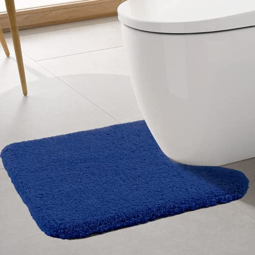 ROLIZOE Tapis Contour WC Épaissi Antidérapant Absorbant Microfibre 50x60cm Bleu Marine