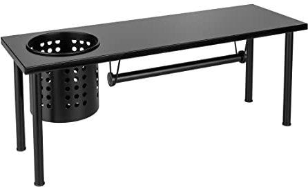 WENKO regal mit Rollenhalter Blanco, Küchenregal für mehr Stauraum auf der Arbeitsfläche mit Utensilienhalter zur Aufbewahrung von Küchenhelfern, Edelstahl rostfrei/MDF, 55x21x18 cm, Schwarz, 55016100