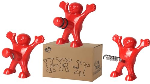 ZIMAIC Apribottiglie in Plastica Divertente e Funny - Perfetto per Vino Birra e Feste - Regalo Stravagante Originale - Rosso 3 Pezzi