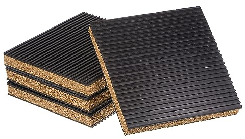 QUARKZMAN 4Stk Gummi Anti-Vibrationspads Vibrationsdämpfer 6 x 6 x 7/8 Isolationspad Vibrationsisolationspads Gerippte Matten mit Kork-Mitte für Waschmaschine Luftkompressen Laufband