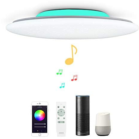 chysongoods 40CM 36W Sternenhimmel WIFI Musik Led Deckenleuchte Kompatibel Mit Alexa Google Home Mit bluetooth lautsprecher, RGB Farbwechsel Und fernbedienung Innenbeleuchtung Dimmbar Für