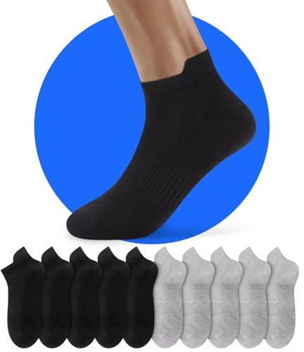 NUOZA Calcetines Mujer Tobilleros Invisibles Algodon Verano Running Hombre Verano Cortos Running Negro Gris Ciclismo Calcetine 39-42 10 Pares Finos Socks