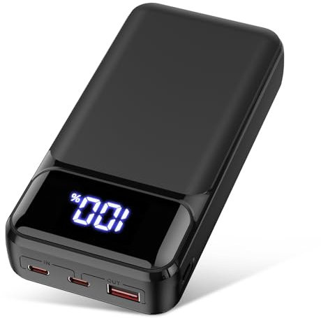 PD22.5W Batterie Externe 24000mAh Chargeur Portable Grande Capacité Rapide avec 3 Ports USB Sortie et 3 Entrées et lampe de poche,Power Bank USB C avec Affichage Numérique LED pour iPhone Samsung iPad