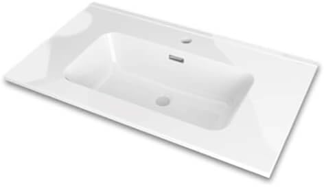baanio - Lavabo Encimera Cerámico Gandía | Pila Lavamanos Rectangular 101x46 cm | Lavabo para Mueble de 100 x 45 cm, con Rebosadero, con orificio grifo, 1 seno centrado. (101 x 46 cm)
