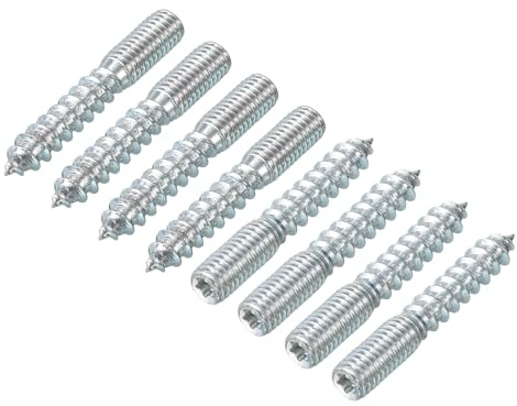 sourcing map M8 Stockschrauben, Länge 50 mm, Doppelkopfschrauben, selbstschneidende Schraube, 8 mm, Holzgelenk, Möbelbeine, 32 Stück