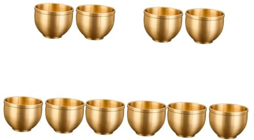 PRETYZOOM 5 Set Di Tazze Da Tè Antiche in Ottone Vintage in Metallo Per Tè Cinese Stile Retrò Elegante Decorazione Per Casa E Ufficio 2 Pezzi * 5