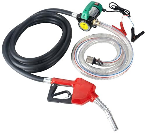 OULUTO 12V 260W Diesel Pompa di Trasferimento 45L/Min Pompa di Trasferimento Carburante Elettrico con Ugello di Spegnimento Automatico e Tubo per Diesel, Cherosene