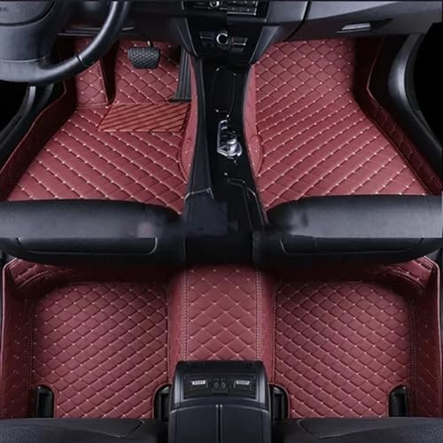 Lmmdhi Pu-Leder-Auto-Fußmatten für VW Golf 7 7.5 GTE GTD GTI 2012-2020,vollständige Abdeckung Vorne und Hinten,Linkslenker,E-Wine Red