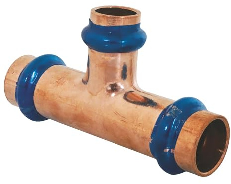 SOMATHERM FOR YOU, Té réduit cuivre à sertir FFF Ø16 Ø14 Ø16 - Raccord indémontable certifié ATEC et QB, témoin de sertissage, pression max 16 bars, température max 95°C | Créez une dérivation indémontable et certifiée grâce à ce té réduit cuivre à sertir.