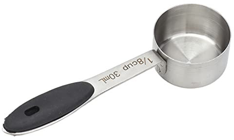 Akozon Premium 30ml Coffee Measuring Scoop 1/8 Cup | Stainless Steel Tablespoon with Silica Gel Handle | Large Capacity Round Design | Ideal for Kitchen, Bar, Shop Use